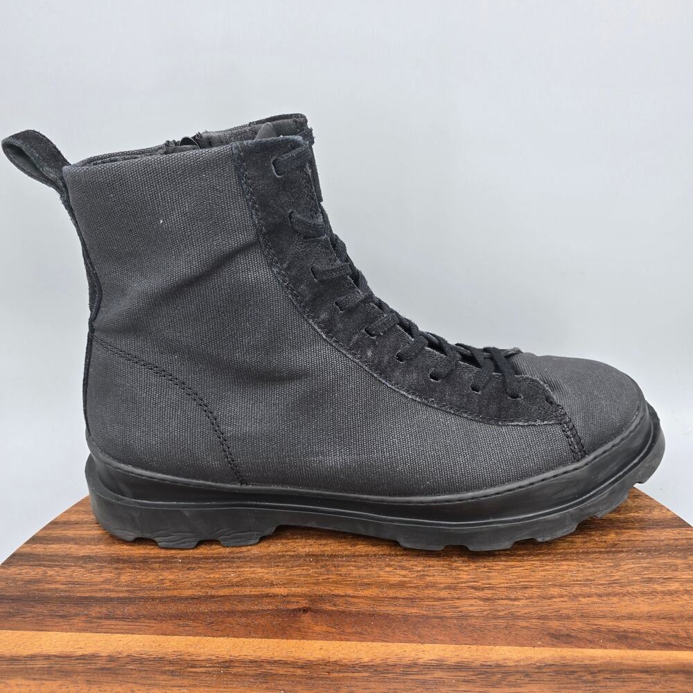 Camper Brutus Boots Mens 13 46 Black Lace Up Lug Sole Casual Ankle Side Zip